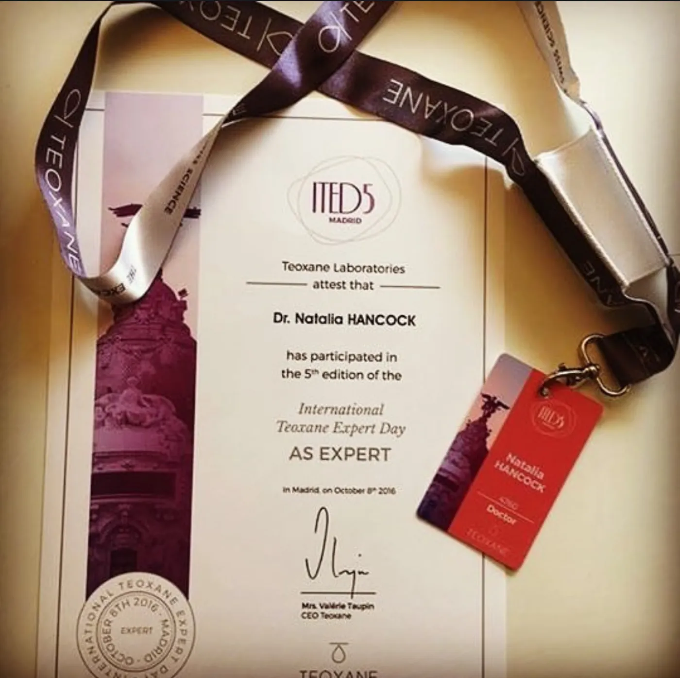 Teoxane Expert certification - Dr Natalia Hancock
